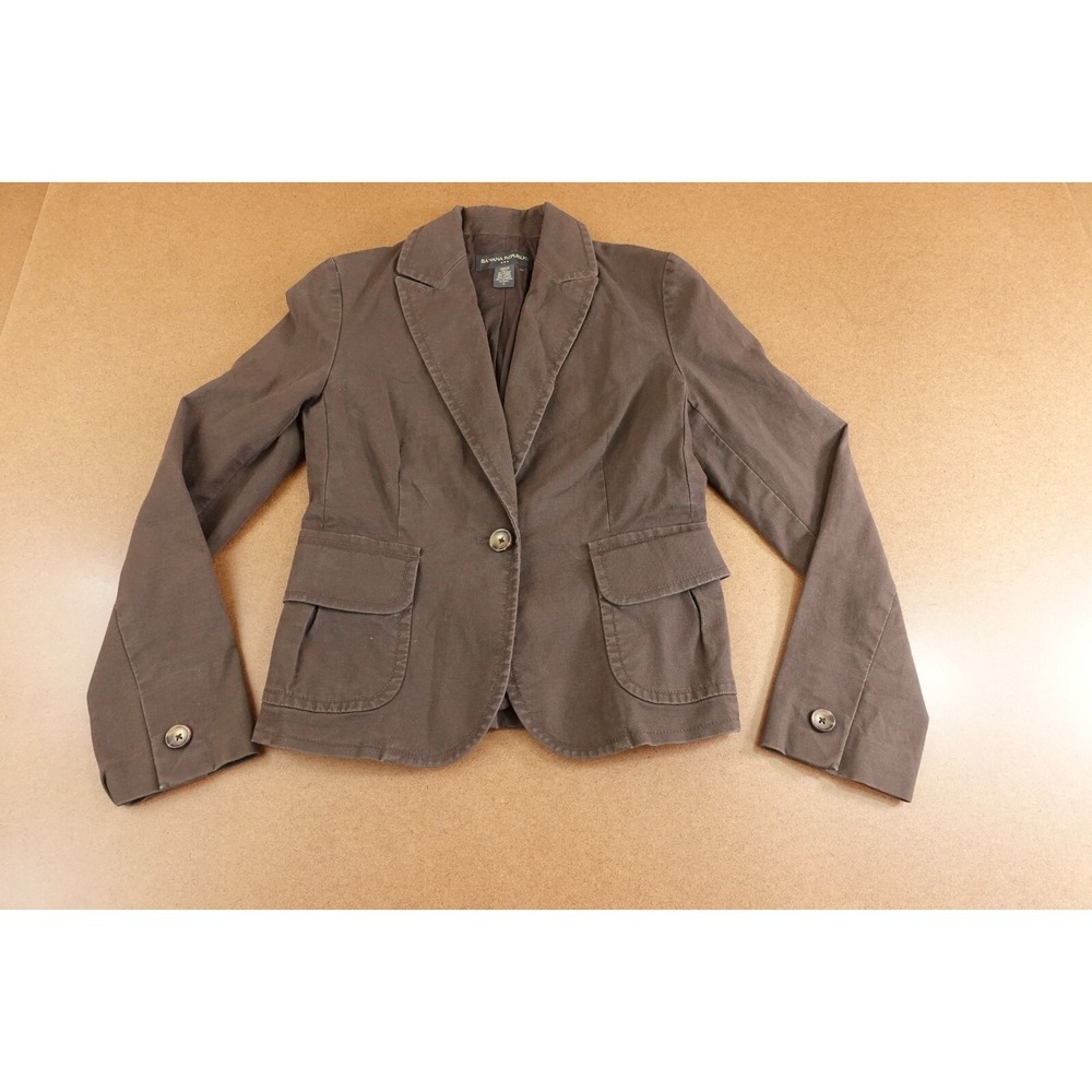 Banana Republic Womens Size‎ 4 Dark Brown Canvas One Button Short Blazer